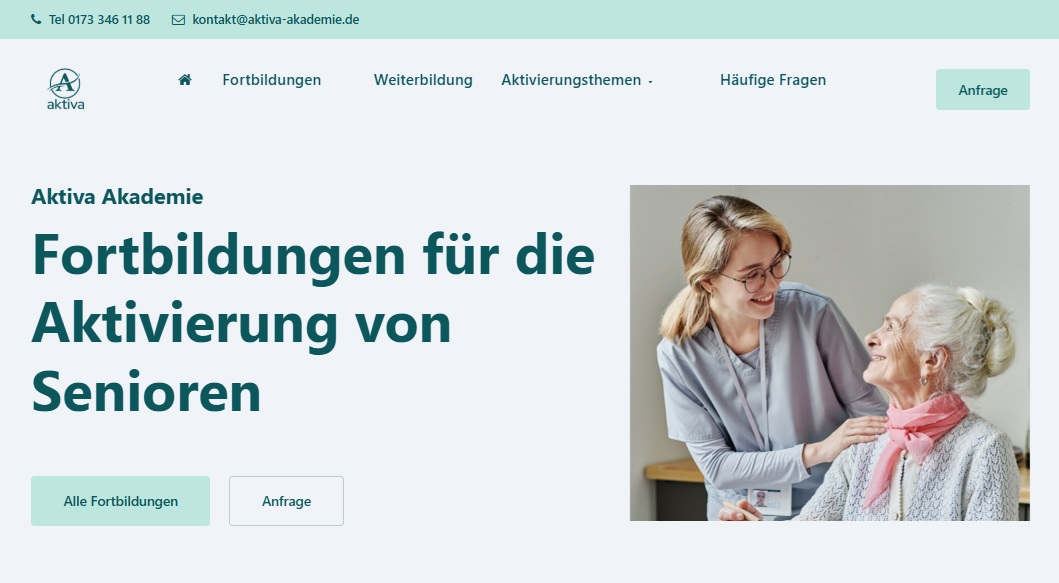 Aktiva Akademie E-Learning Plattform - Fortbildung für Betreuungskräfte mit Videokonferenz und E-Commerce